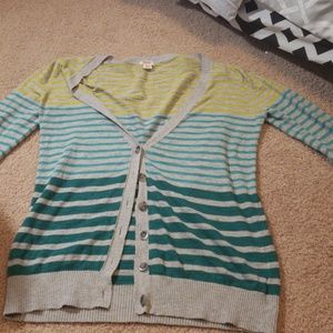 Blue,green, and yellow button down cardigan